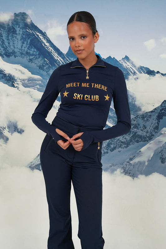 "Ski club" ski pully navy