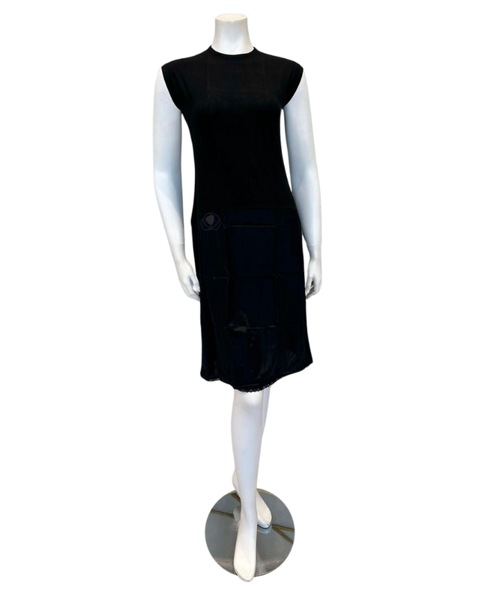 Slimit 39" Black/Black Sleeveless Shell Slip Adjustable Neck Myselflingerie.com