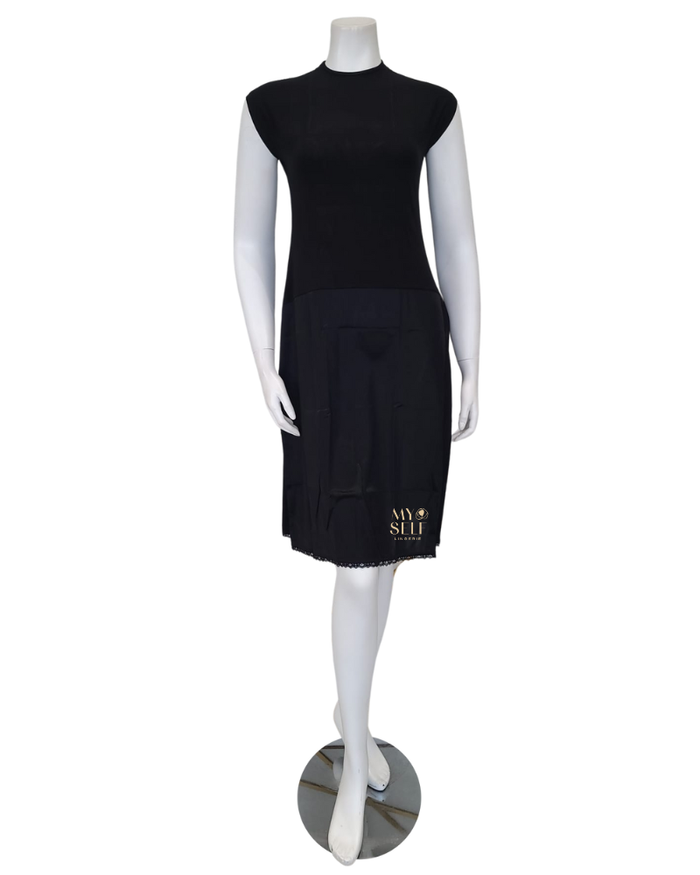 Slimit SLM12574 41" Black/Black Sleeveless Bamboo Shell Slip myselflingerie.com