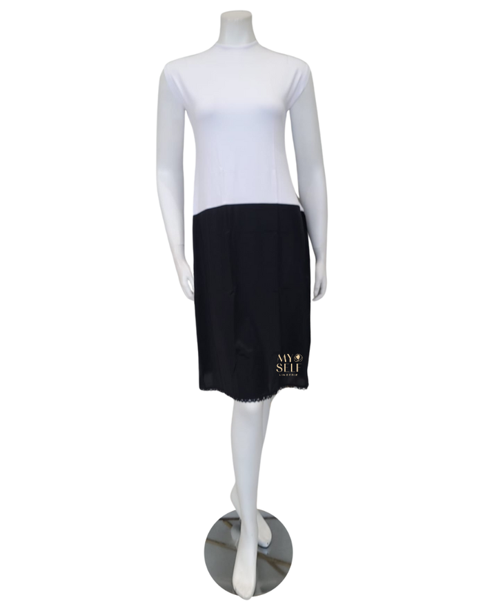 Slimit SLM12574 41" White/Black Sleeveless Bamboo Shell Slip myselflingerie.com