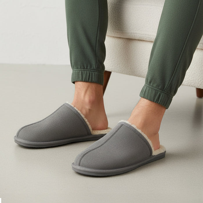 Smithfield Suede Leather Slippers - Grey
