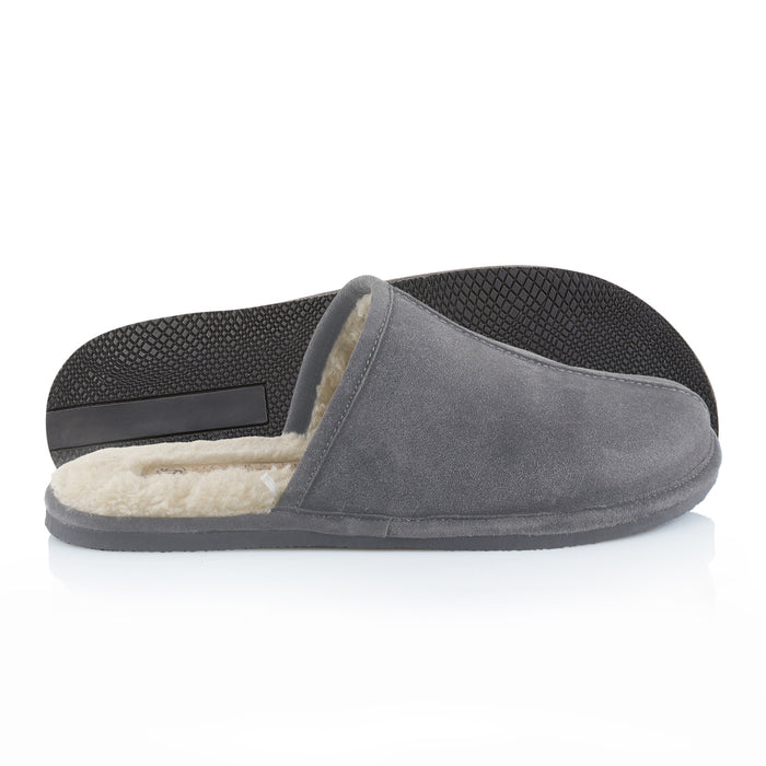Smithfield Suede Leather Slippers - Grey