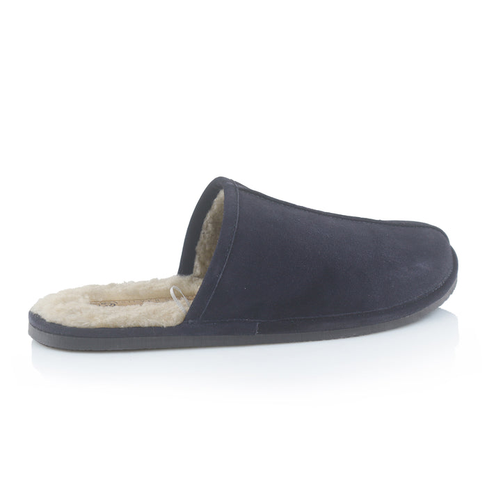 Smithfield Suede Leather Slippers - Navy