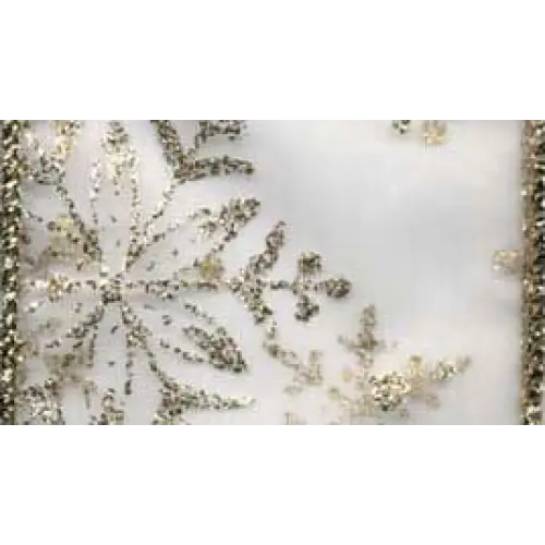 Snowflake Wired Ribbon - Ivory/Gold / Single Roll