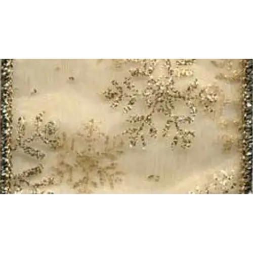 Snowflake Wired Ribbon - Gold/Gold / Single Roll