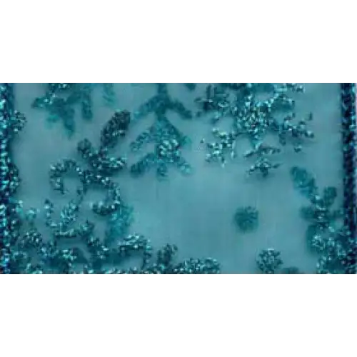 Snowflake Wired Ribbon - Turquoise/Turquoise / Single Roll