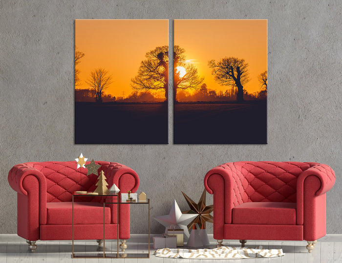 Solar Rays Pass Tree Branches Winter Canvas Print #7122