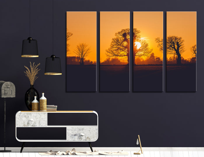 Solar Rays Pass Tree Branches Winter Canvas Print #7122