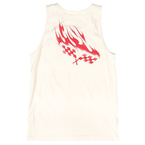 Fasthouse Sound Check tank top in putty, back view of the print