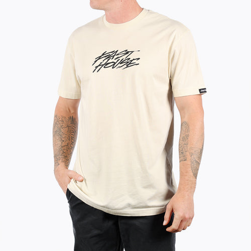 Fasthouse Sound Check tee in natural shown on a model