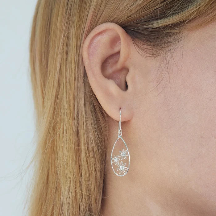 SS Floral Dangle Earrings