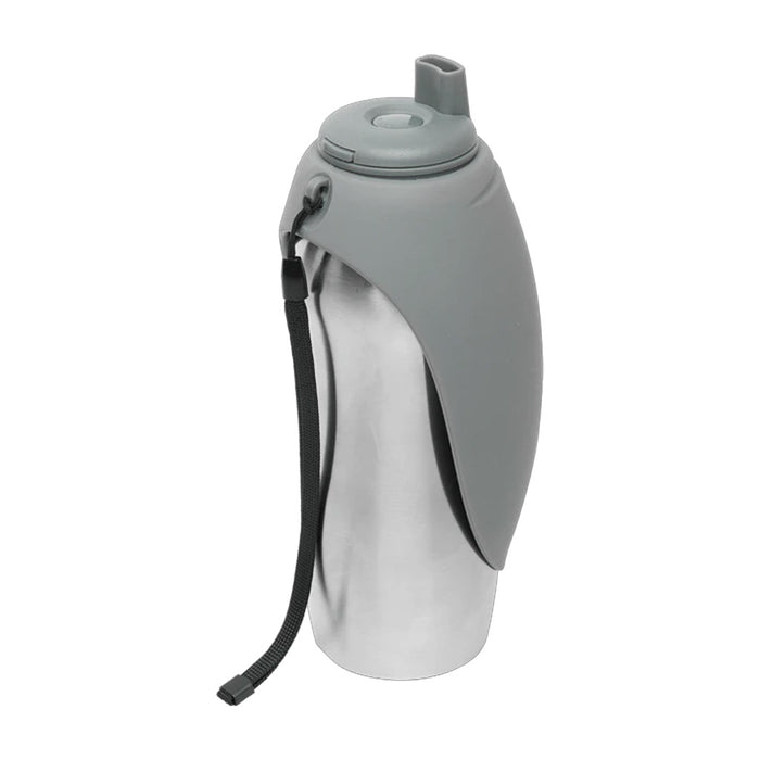 Stainless Steel Travel Water Bottle with Silicone Flip Up Bowl