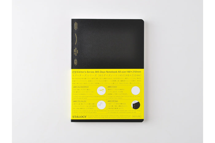Stalogy 365Days Notebook - A5 - Grid - 368 Pages - Black