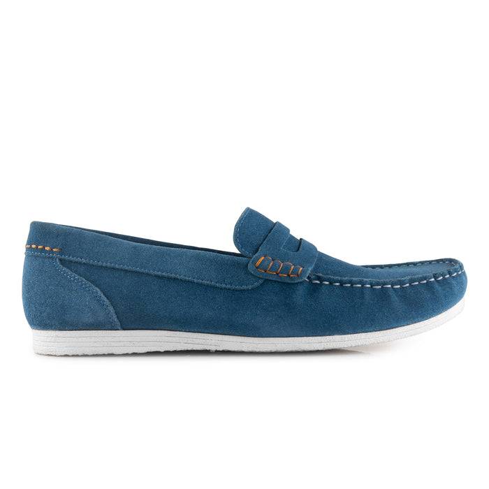 Stanhope Suede Leather Penny Loafers - Blue