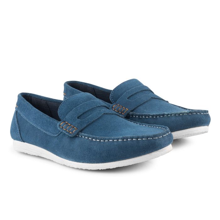 Stanhope Suede Leather Penny Loafers - Blue