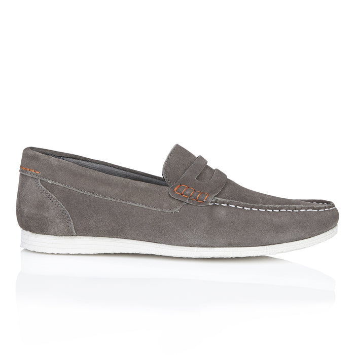 Stanhope Suede Leather Penny Loafers - Grey