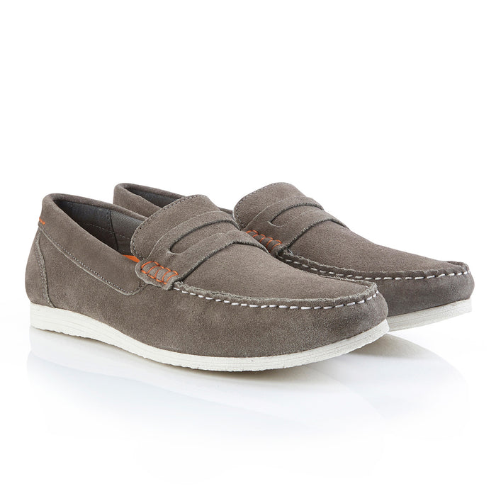 Stanhope Suede Leather Penny Loafers - Grey