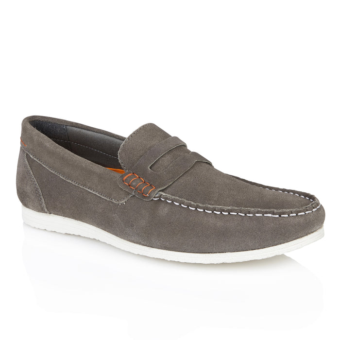 Stanhope Suede Leather Penny Loafers - Grey
