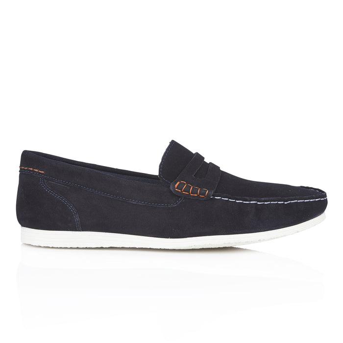 Stanhope Suede Leather Penny Loafers - Navy