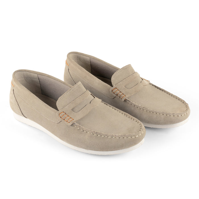 Stanhope Suede Leather Penny Loafers - Sand