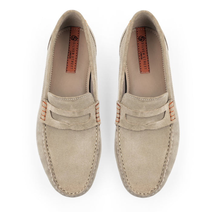Stanhope Suede Leather Penny Loafers - Sand