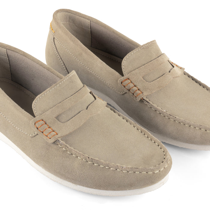 Stanhope Suede Leather Penny Loafers - Sand