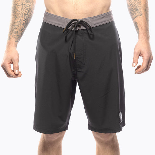 Fasthouse Stealth 21 inch boardshort in black shown on a model