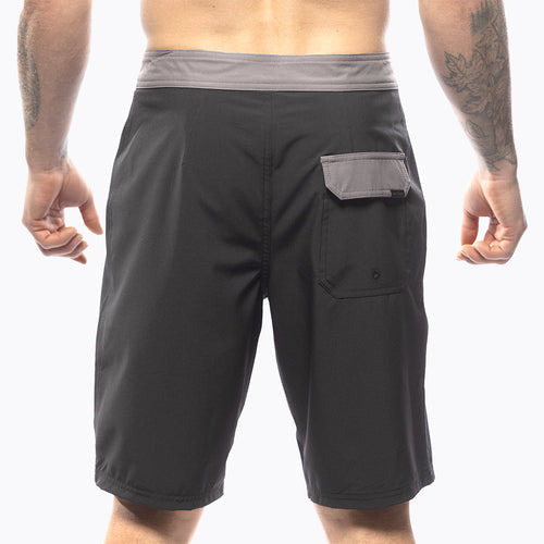 Fasthouse Stealth 21 inch boardshort in black, second modeled view