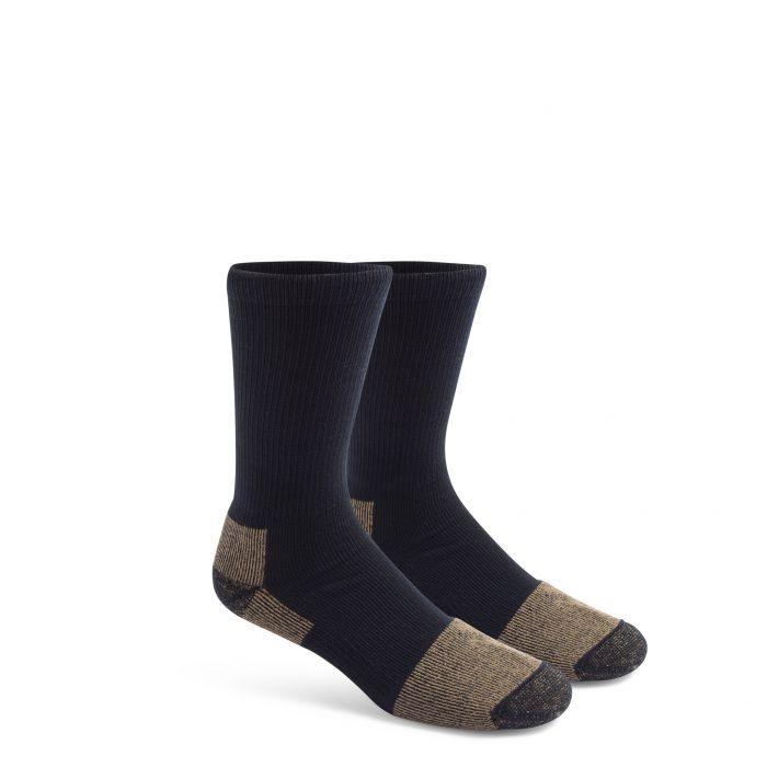Fox River steel toe crew work sock in black with reinforced toe and heel cushioning