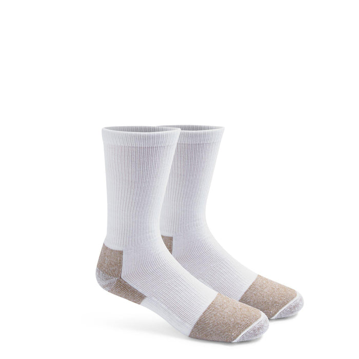 Fox River steel toe crew work sock in white with reinforced toe and heel cushioning