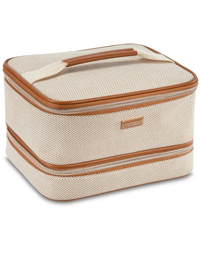 Stephanie Johnson TRO-IVO-JEN Tropea Ivory Jenny Train Case Toiletry Bag Myselflingerie.com