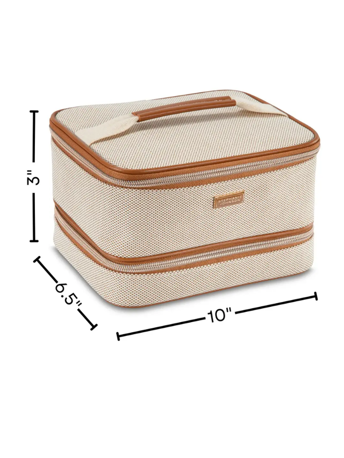 Stephanie Johnson TRO-IVO-JEN Tropea Ivory Jenny Train Case Toiletry Bag Myselflingerie.com