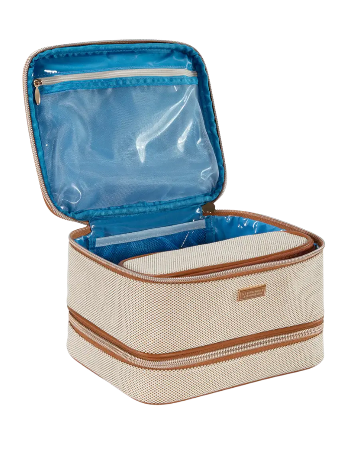 Stephanie Johnson TRO-IVO-JEN Tropea Ivory Jenny Train Case Toiletry Bag Myselflingerie.com