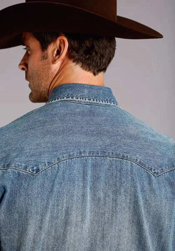 Stetson Denim Drift (Blue) - Men's Western Shirt - Hatcountry