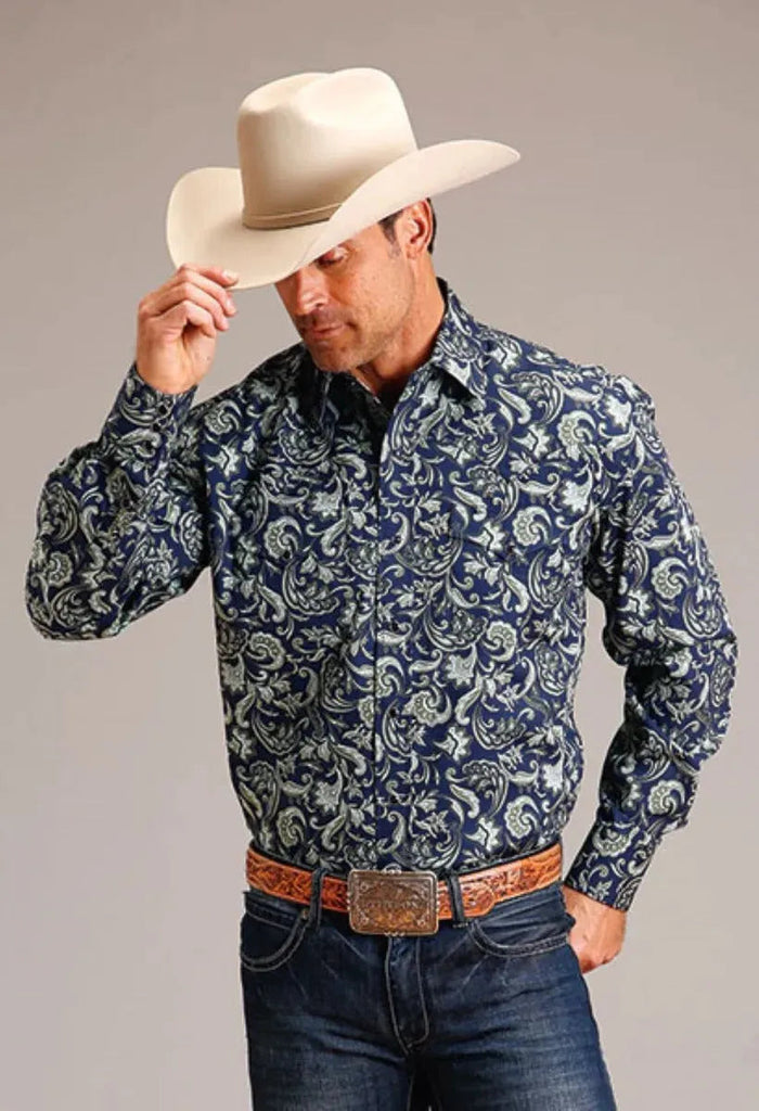 Stetson Midnight Paisley (Blue) - Men's Western Shirt - Hatcountry