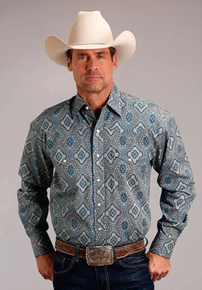 Stetson Sierra Paisley (Blue) - Men's Western Shirt - Hatcountry