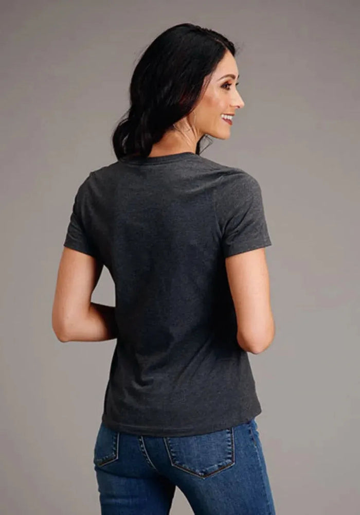 Stetson Sunset and Mountain (Grey) - Women's Short Sleeve T-Shirt - Hatcountry