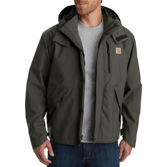 Carhartt Storm Defender loose fit heavyweight waterproof jacket in olive, big and tall sizing
