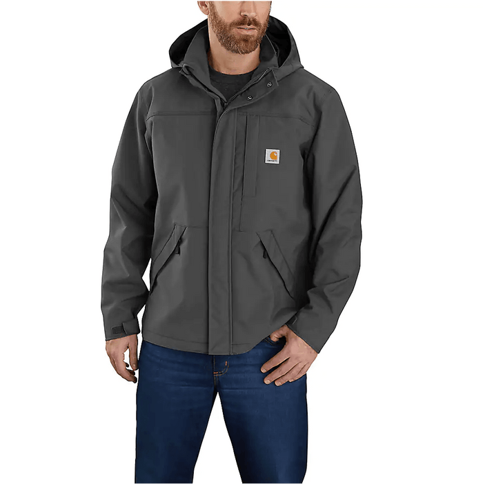 Carhartt Storm Defender Shoreline waterproof hooded jacket in shadow, big and tall sizes