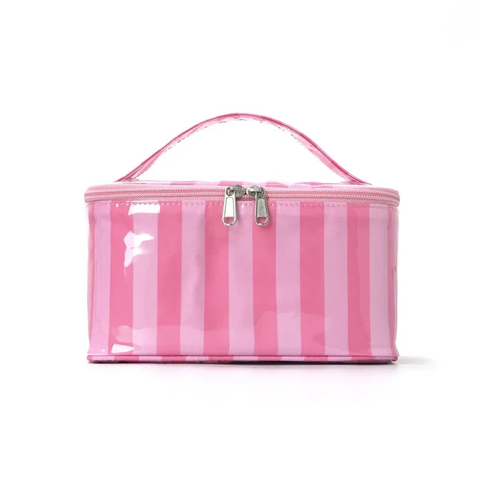 "Striped" make-up organiser pink