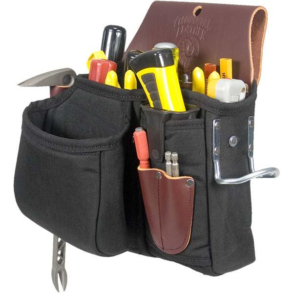 Occidental Leather Stronghold tool case with tools, right front view