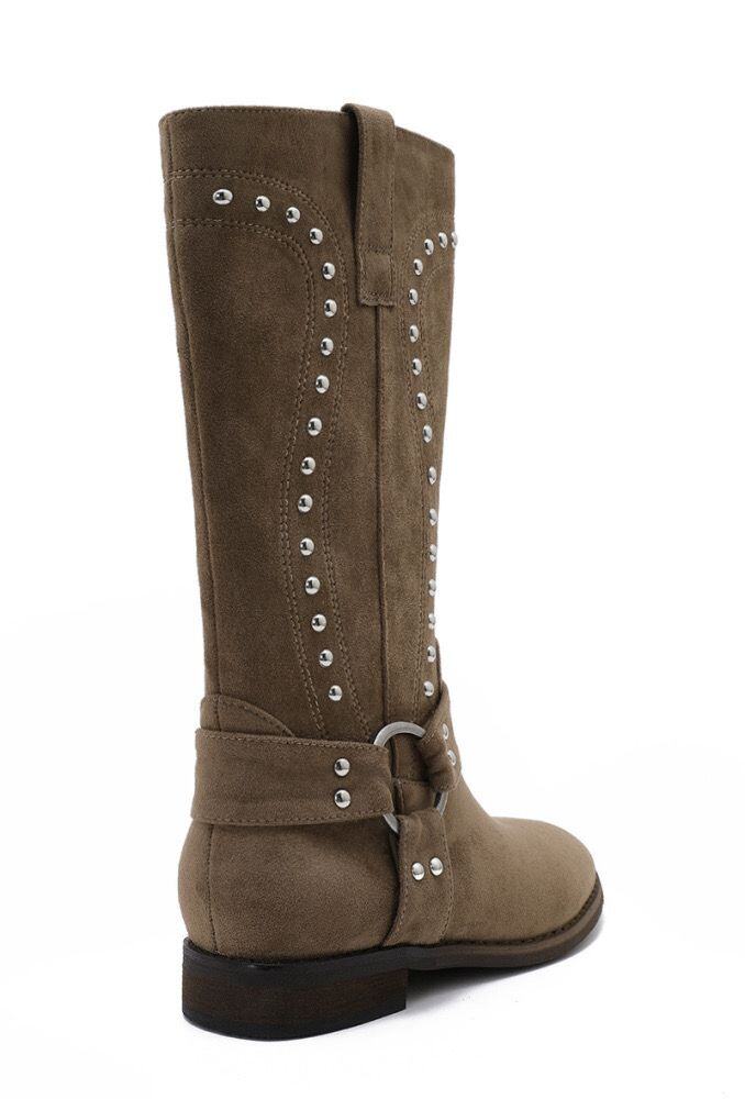 "Studded" boots beige