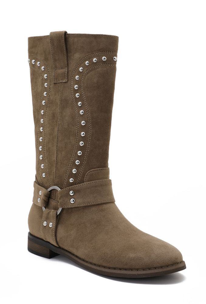 "Studded" boots beige