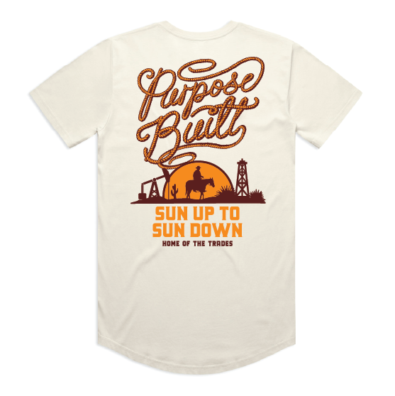 Purpose-Built Sun up to Sun Down drop shoulder short-sleeve graphic t-shirt in ecru, available in big and tall sizes