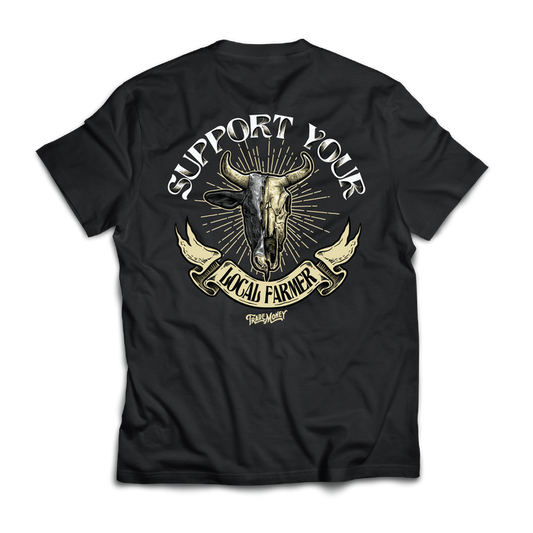 Trade Money Support Your Local Farmer graphic tee in black, big and tall sizing