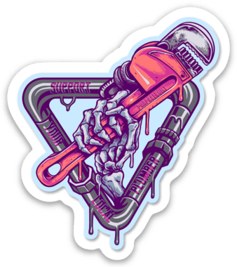 3 inch sticker reading Support Your Local Plumber