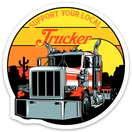 3 inch sticker reading Support Your Local Trucker