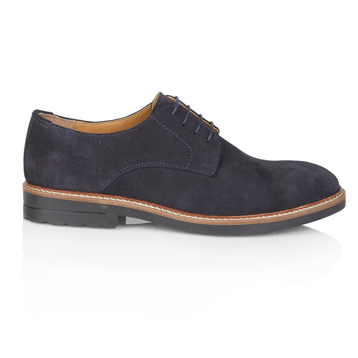 Sydenham Suede Leather Smart Casual Brogue Shoes - Navy
