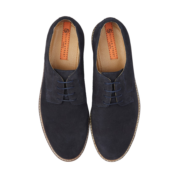 Sydenham Suede Leather Smart Casual Brogue Shoes - Navy