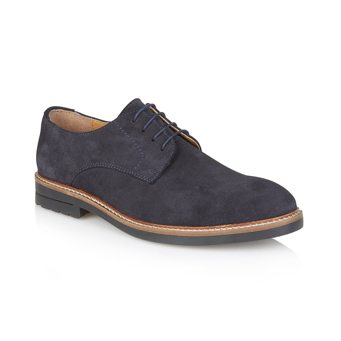 Sydenham Suede Leather Smart Casual Brogue Shoes - Navy